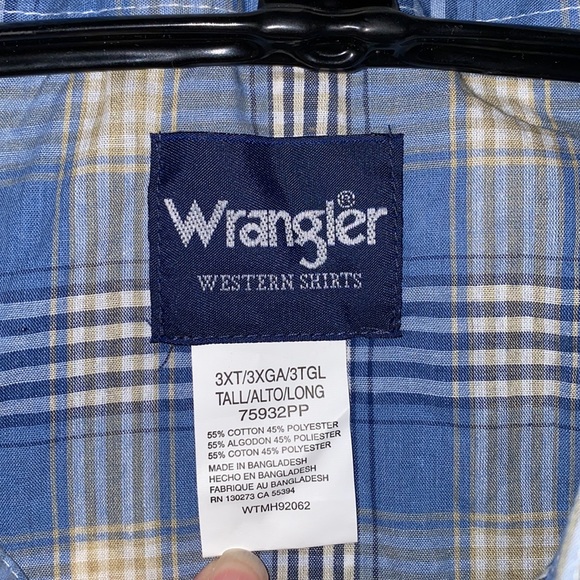 NWT Wrangler long sleeve shirt w pearl snaps 3XT - Picture 2 of 5
